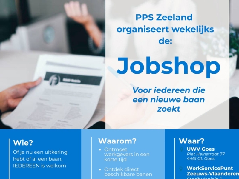 Ieder dinsdag Jobshop in Terneuzen, Goes en Vlissingen